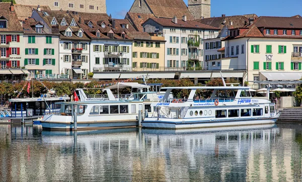 Lodě na molu v Rapperswil, Švýcarsko — Stock fotografie