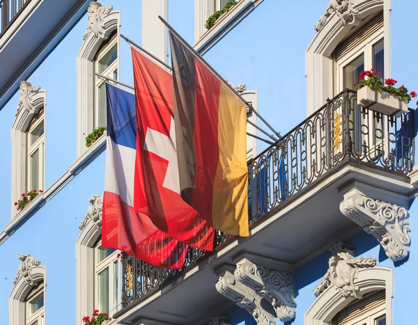 Bandeiras da França, Alemanha e Suíça — Fotografia de Stock