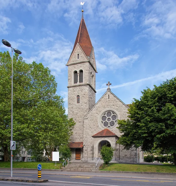 Chiesa protestante nella città di Zugo — Foto Stock