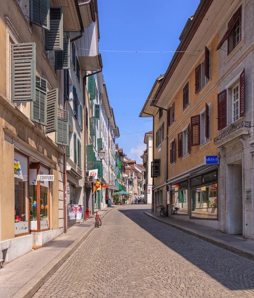 Oude stad straat in solothurn — Stockfoto