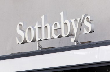 Sign over the entrance of the Sotheby's office in Zurich