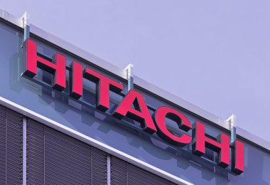 Sign on the Hitachi Data Systems AG office building clipart