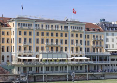 Facade of the Grand Hotel Les Trois Rois in Basel clipart