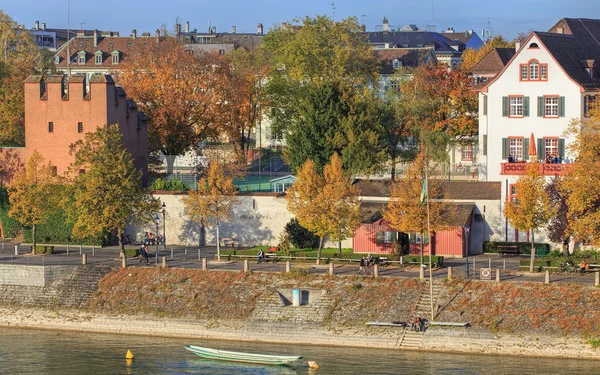 Widok z mostu Wettsteinbrucke w Bazylei — Zdjęcie stockowe