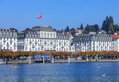 Schweizerhofquai quay Lucerne, İsviçre
