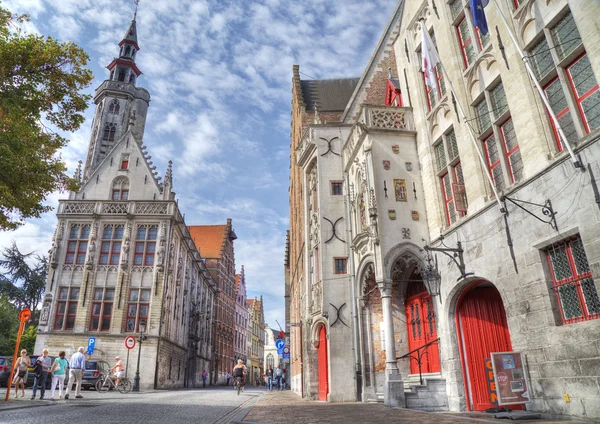 Casas típicas da cidade de bruges — Fotografia de Stock