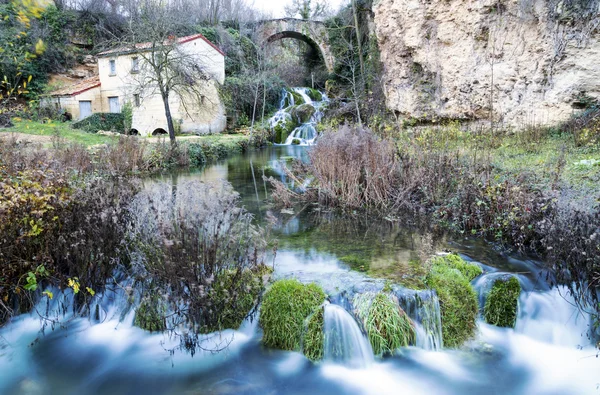 Waterfall with bridge — Stock Photo, Image