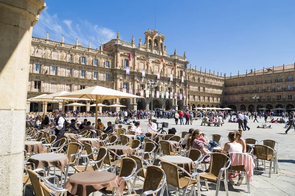Plaza Mayor localizado no centro de Salamanca — Fotografia de Stock