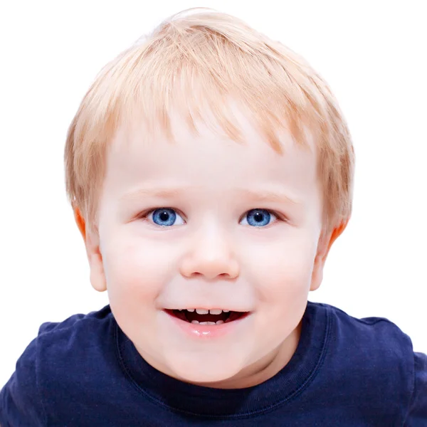 Kleinkind blond und blaue Augen Junge Kind mit verschiedenen Gesichtsausdrücken — Stockfoto