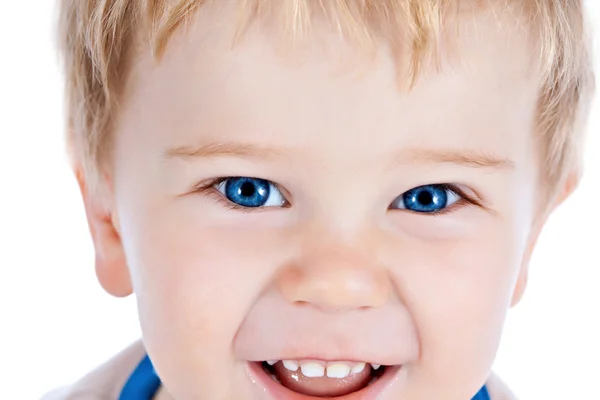 Toddler blond and blue eyes boy child with various facial expres — Stock Photo, Image