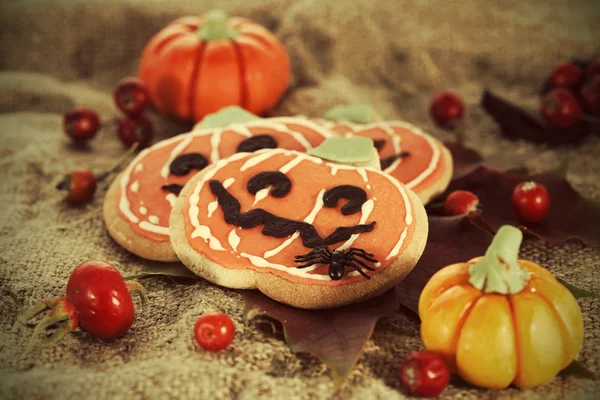 Décor Halloween cookies citrouille — Photo