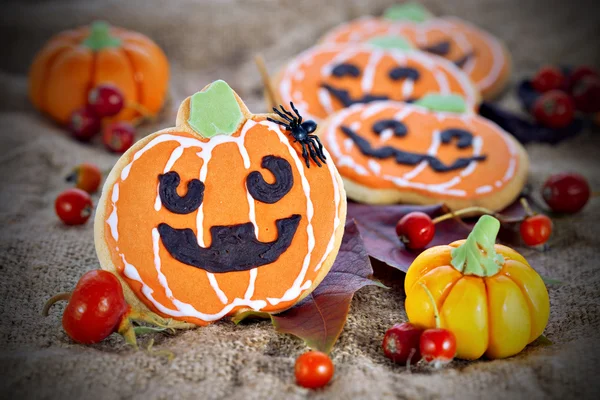 Halloween decor pompoen koekjes — Stockfoto