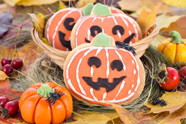 Galletas de calabaza decoración de Halloween —  Fotos de Stock