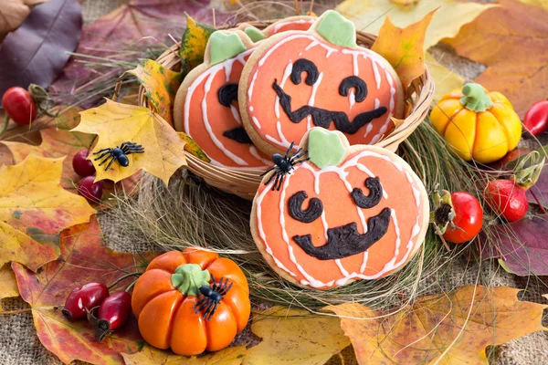 Ciasteczka wystrój dyni Halloween — Zdjęcie stockowe