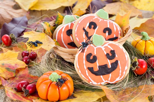 Halloween-Dekor Kürbiskekse — Stockfoto