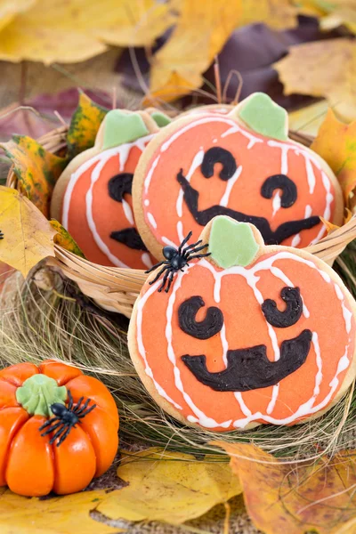 Bolinhos de abóbora de decoração de Halloween — Fotografia de Stock