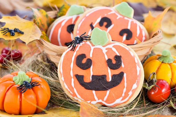 Soubory cookie výzdoba dýně halloween — Stock fotografie