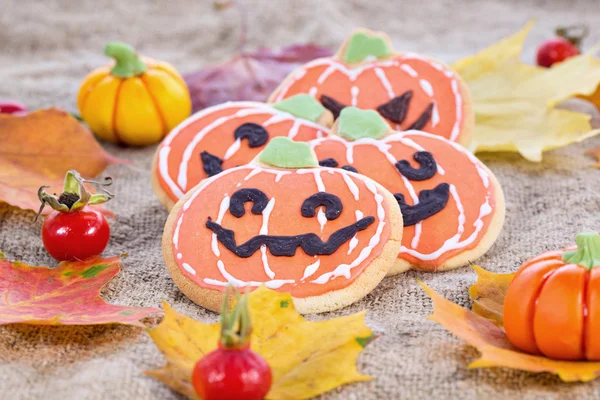 Soubory cookie výzdoba dýně halloween — Stock fotografie