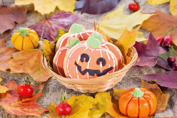 Halloween decor pompoen koekjes — Stockfoto