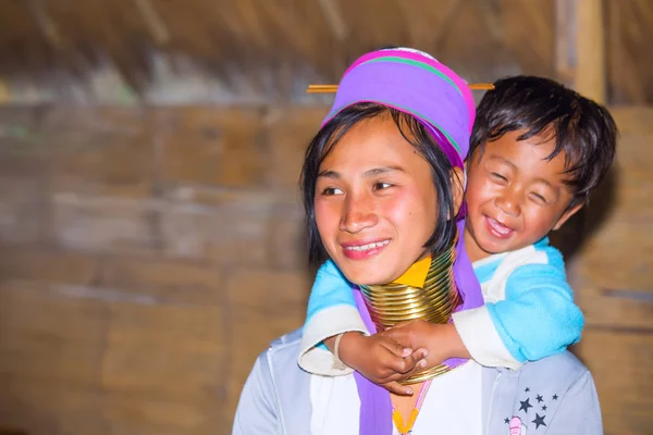 Karen tribal woman with her son — Stock Photo, Image