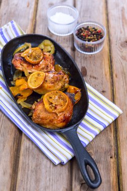 chicken thighs with lemon slices clipart