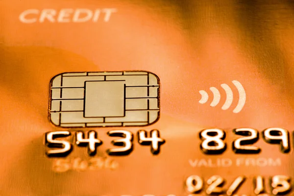 Credit contactless card with secured chip — Stock Photo, Image