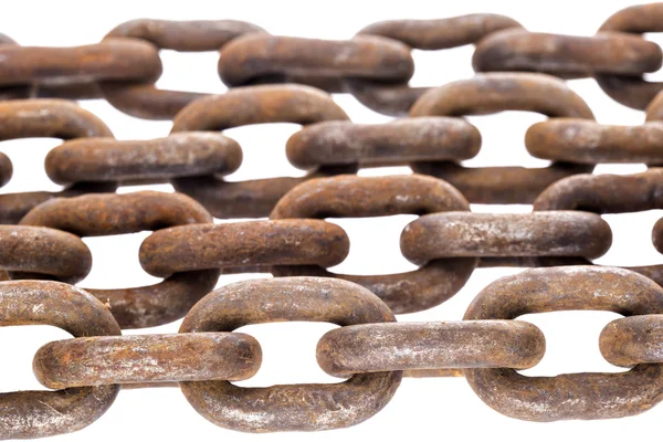 Rows of old iron rusty chain links — Stock Photo, Image