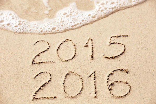 2015 2016 inscription written on the sand Stock Picture