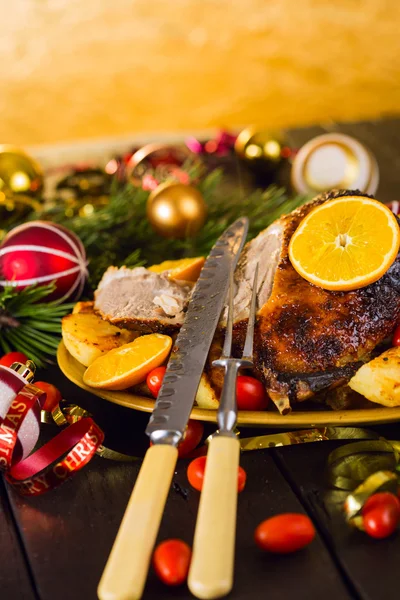 Anatra al forno di Natale — Foto Stock