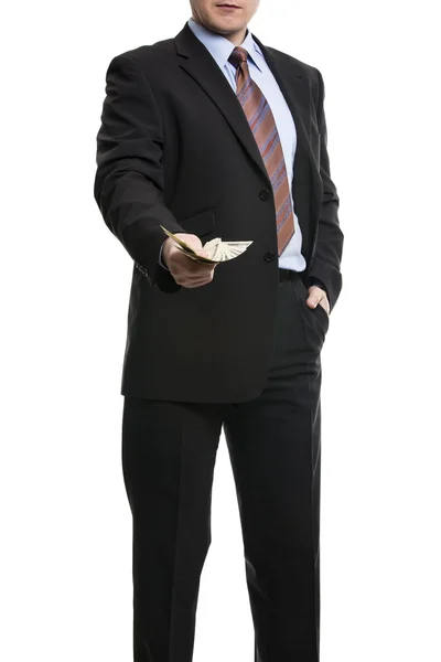Un hombre de negocios irreconocible con traje que muestra una propagación de Cas —  Fotos de Stock