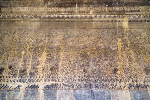 Αρχαία Khmer ανάγλυφο στο Angkor Wat ο ναός, Καμπότζη — Φωτογραφία Αρχείου
