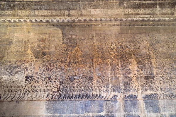 在柬埔寨吴哥寺，古代高棉浮雕 — 图库照片