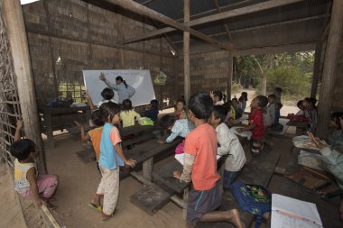 A classroom at a rural primary school in a small village just ou clipart