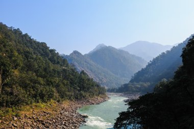 Ganga nehir manzarası, kutsal Hint yeri Rishikesh yürüyüş