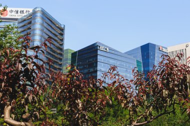Beijing, Çin - 22 Mayıs 2016: peyzaj modern şehir şehir merkezinin