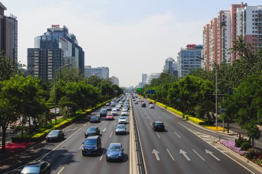 Beijing, Çin - 22 Mayıs 2016: peyzaj modern şehir şehir merkezinin