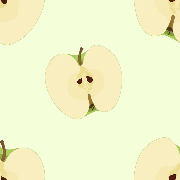 Manzana Verde Sobre Fondo Verde Claro Patrón Sin Costuras Ilustración —  Fotos de Stock