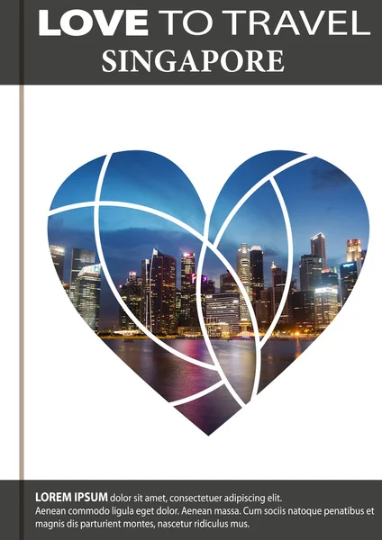 Foto de la noche Singapur en forma de corazón. Diseño de la cubierta, broc — Foto de Stock