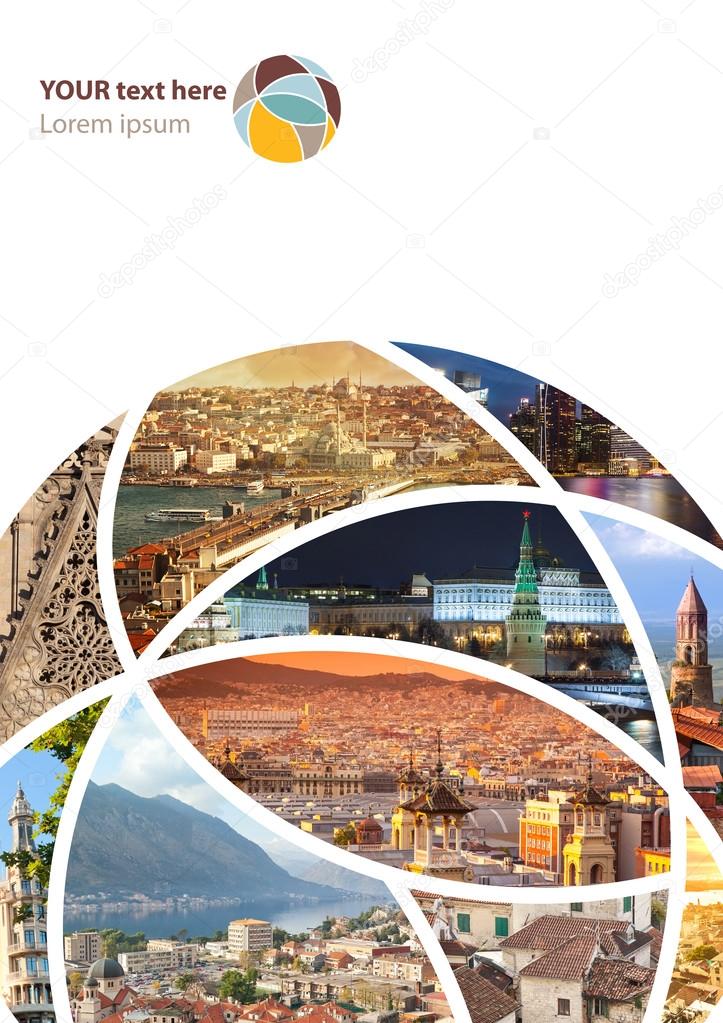 Travel collage. Can be used for cover design, brochures, flyers.