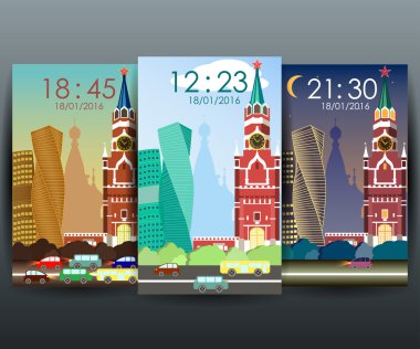 Hisse senedi vektör mobil arayüz duvar kağıdı tasarımı ile cityscape ve
