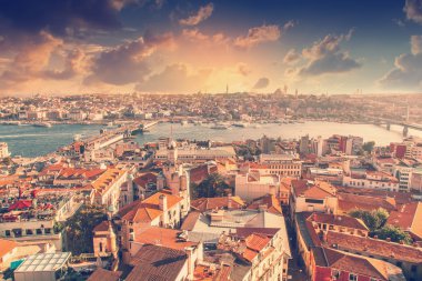 Güzel cityscape. Gün batımında Istanbul 'un görünümü