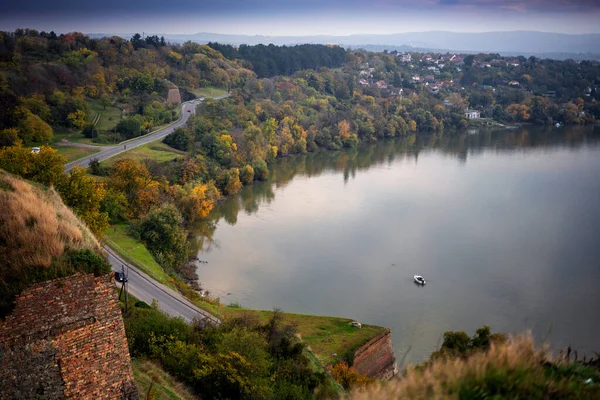 Beautiful Autumn Landscape Picturesque Hilly Bank Danube River — Stock Photo, Image