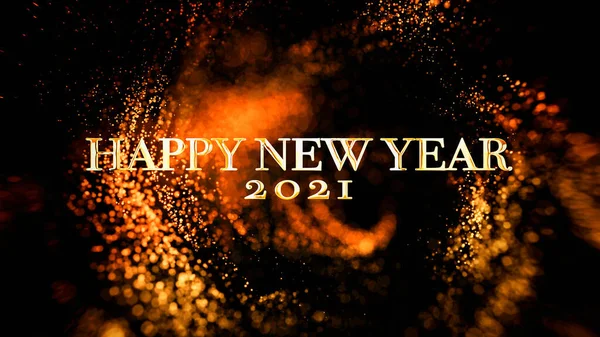 Happy New Year Greetings Card Shining Golden Bokeh Particles Background — Stock Photo, Image