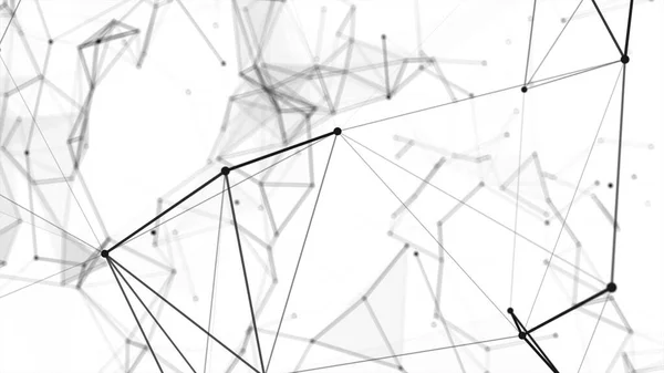 Абстрактний Технологічний Фон Чорно Білий Багатокутний Простір Точками Лініями Технології — стокове фото