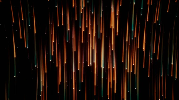 Fondo de neón de movimiento abstracto, las brillantes partículas verticales brillantes que fluyen — Foto de Stock