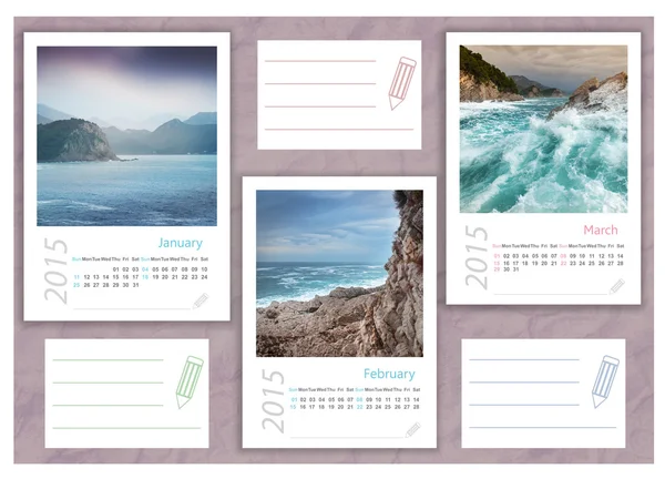 2015 r. zdjęcie kalendarz z minimalistycznym krajobraz — Zdjęcie stockowe