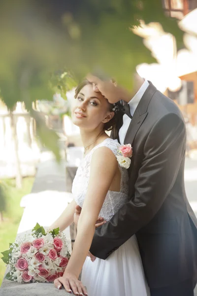 Attractive bride and groom, wedding day — Stock Photo, Image