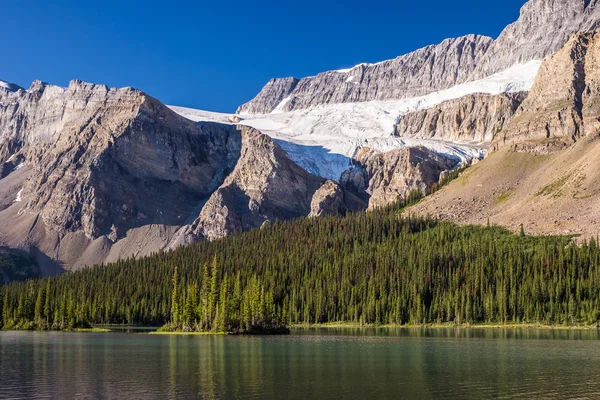 Crowfoot gletsjer overdenkt Bow Lake in het Nationaal Park Banff — Stockfoto