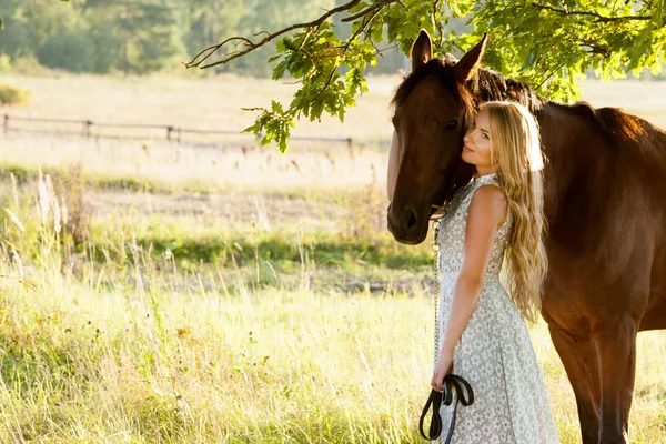 Blond rider on the horse — Stock Photo, Image