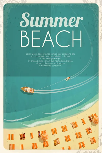 Yaz retro beach plaj sandalyeleri ve insanlar ile arka plan. Vektör çizim, eps10.